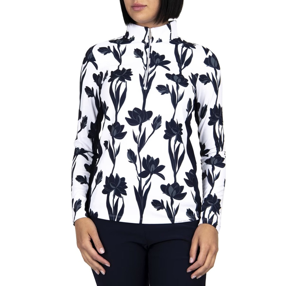 KJUS Women's Sunshine Printed Half Zip Sun Protection Golf Layer NWOT